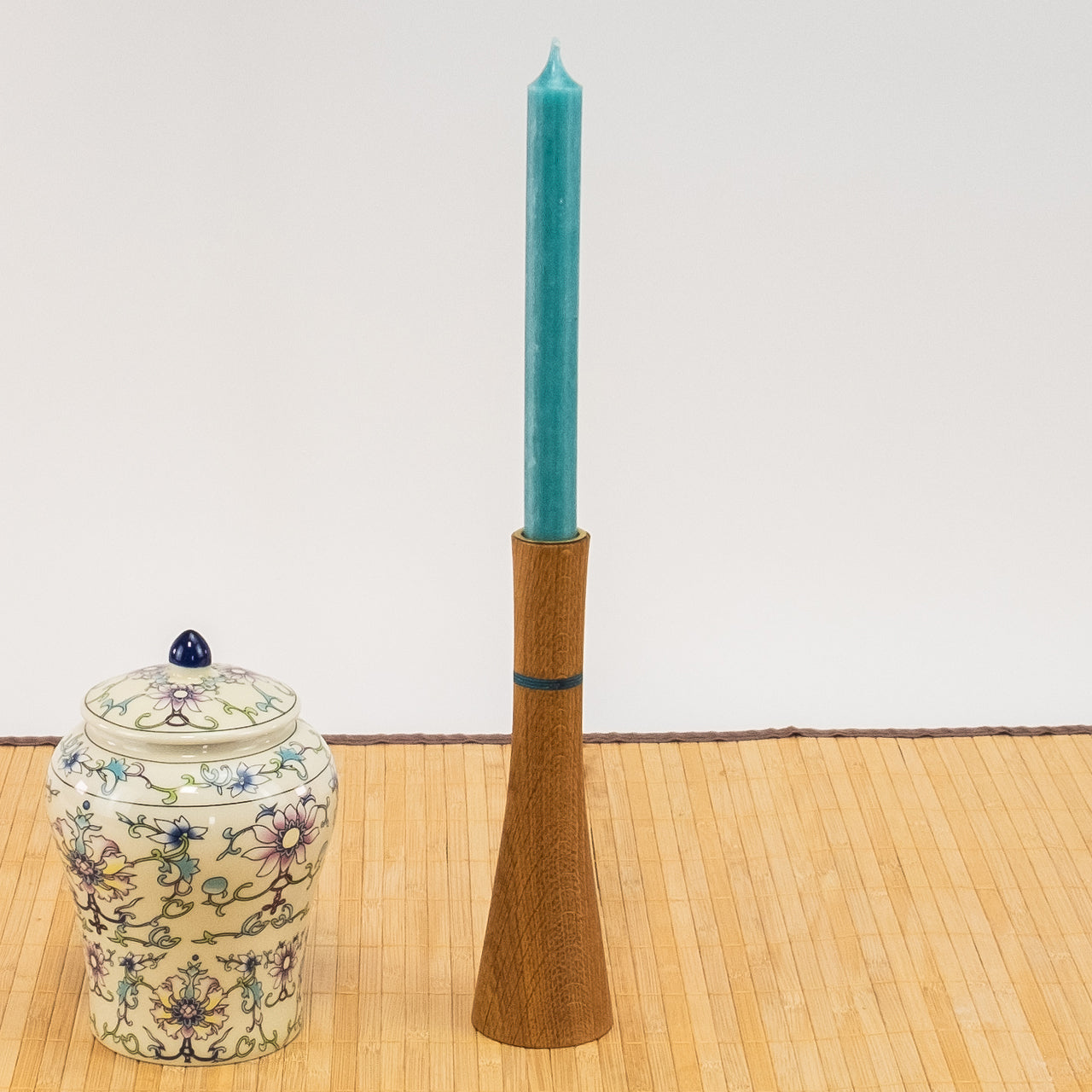 Konischer Kerzenhalter „Naturlicht“, Rund - Blau