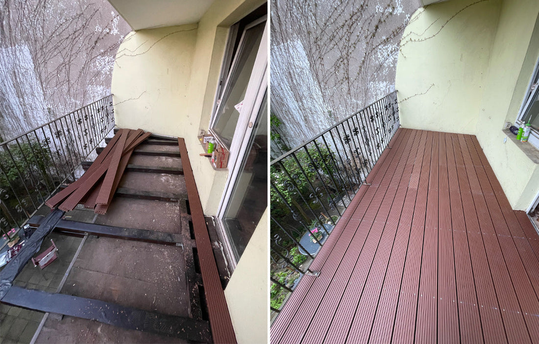 Balkonbau mit Konstruktionsholzbalken und strapazierfähigen WPC-Terrassendielen